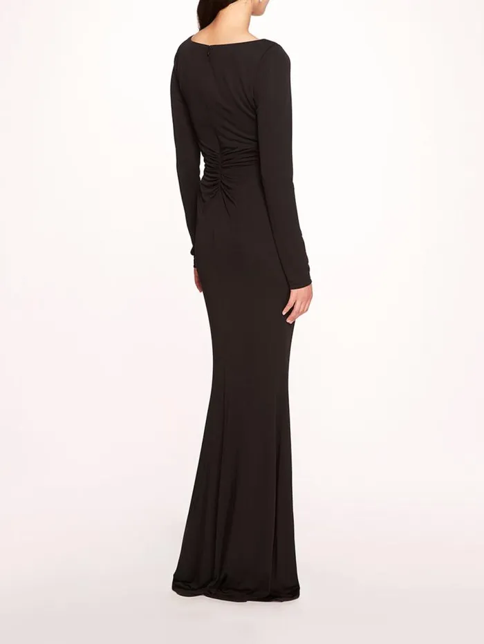 Women Marchesa Marchesa Notte Matte Ruched Gown Black