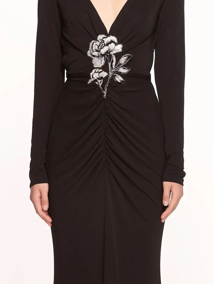 Women Marchesa Marchesa Notte Matte Ruched Gown Black