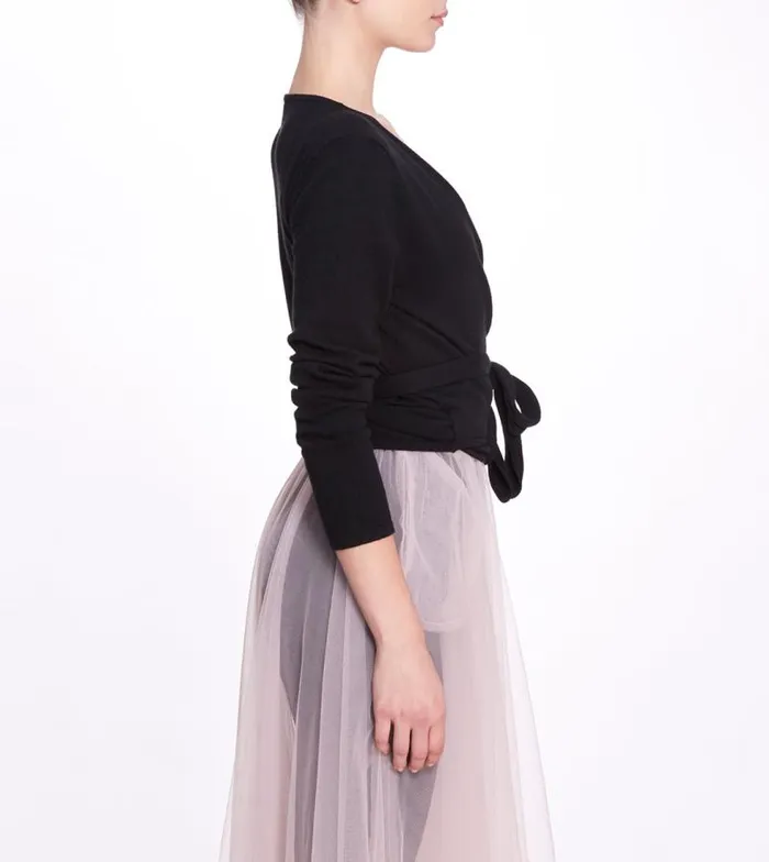 Women Marchesa Tops Anne Wrap Sweater Black