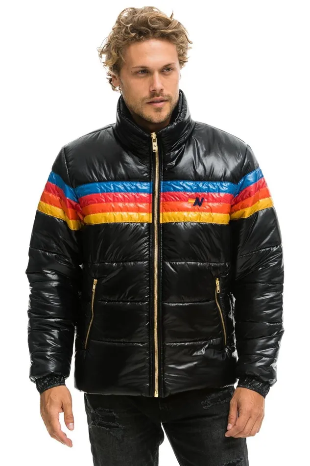 WomenMen Outerwear Aviator Nation 4 STRIPE LUXE TRAVELER JACKET 8211 GLOSSY BLACK WomenMen Outerwear Aviator Nation 4 STRIPE LUXE TRAVELER JACKET 8211 GLOSSY BLACK