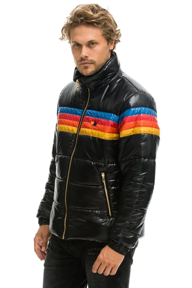 WomenMen Outerwear Aviator Nation 4 STRIPE LUXE TRAVELER JACKET 8211 GLOSSY BLACK WomenMen Outerwear Aviator Nation 4 STRIPE LUXE TRAVELER JACKET 8211 GLOSSY BLACK
