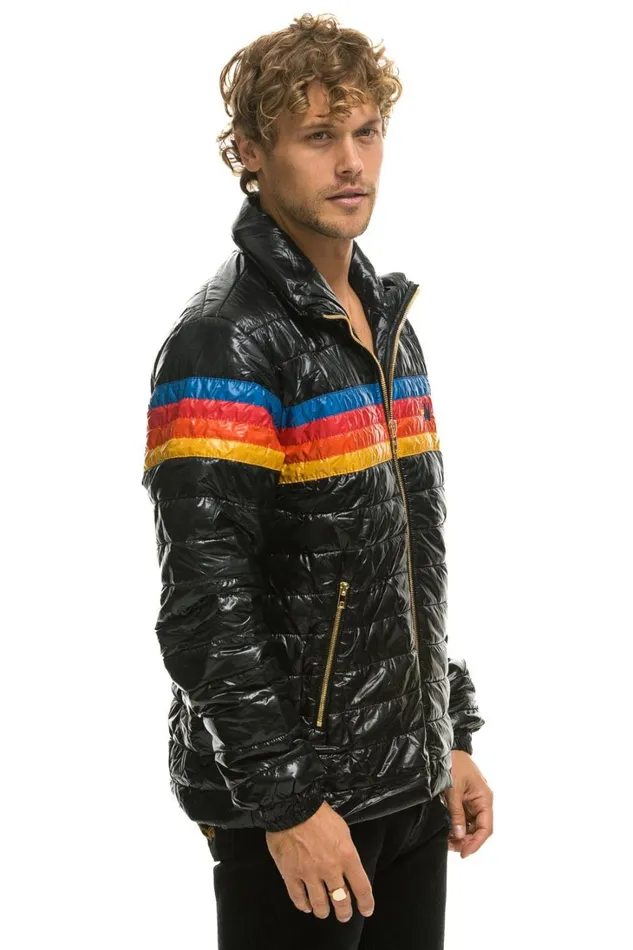 WomenMen Outerwear Aviator Nation 4 STRIPE TRAVELER JACKET 8211 GLOSSY BLACK WomenMen Outerwear Aviator Nation 4 STRIPE TRAVELER JACKET 8211 GLOSSY BLACK