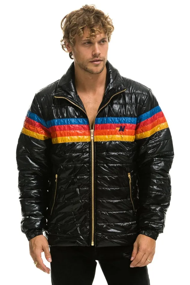 WomenMen Outerwear Aviator Nation 4 STRIPE TRAVELER JACKET 8211 GLOSSY BLACK WomenMen Outerwear Aviator Nation 4 STRIPE TRAVELER JACKET 8211 GLOSSY BLACK