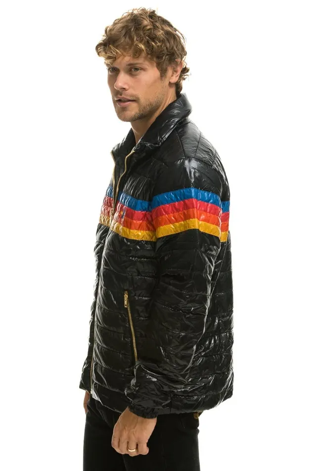WomenMen Outerwear Aviator Nation 4 STRIPE TRAVELER JACKET 8211 GLOSSY BLACK WomenMen Outerwear Aviator Nation 4 STRIPE TRAVELER JACKET 8211 GLOSSY BLACK
