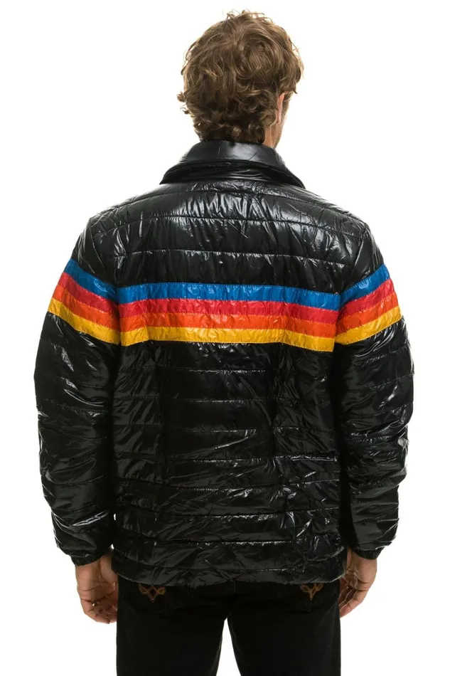 WomenMen Outerwear Aviator Nation 4 STRIPE TRAVELER JACKET 8211 GLOSSY BLACK WomenMen Outerwear Aviator Nation 4 STRIPE TRAVELER JACKET 8211 GLOSSY BLACK