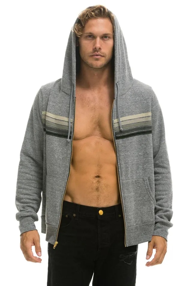WomenMen Tops Aviator Nation 5 STRIPE HOODIE 8211 HEATHER GREY GREY WomenMen Tops Aviator Nation 5 STRIPE HOODIE 8211 HEATHER GREY GREY