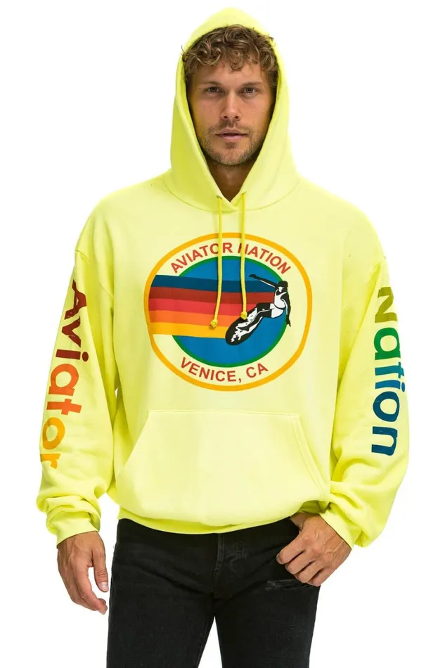 WomenMen Tops Aviator Nation AVIATOR NATION RELAXED PULLOVER HOODIE 8211 NEON YELLOW WomenMen Tops Aviator Nation AVIATOR NATION RELAXED PULLOVER HOODIE 8211 NEON YELLOW