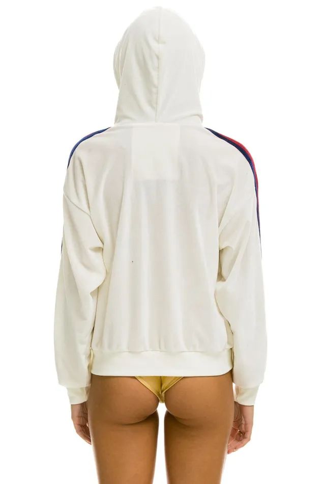WomenMen Tops Aviator Nation CLASSIC VELVET RELAXED ZIP HOODIE 8211 WHITE WomenMen Tops Aviator Nation CLASSIC VELVET RELAXED ZIP HOODIE 8211 WHITE