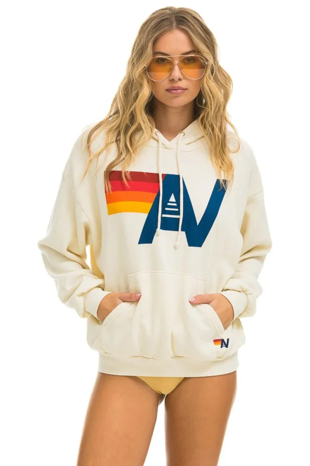 WomenMen Tops Aviator Nation LOGO PULLOVER RELAXED HOODIE 8211 VINTAGE WHITE WomenMen Tops Aviator Nation LOGO PULLOVER RELAXED HOODIE 8211 VINTAGE WHITE