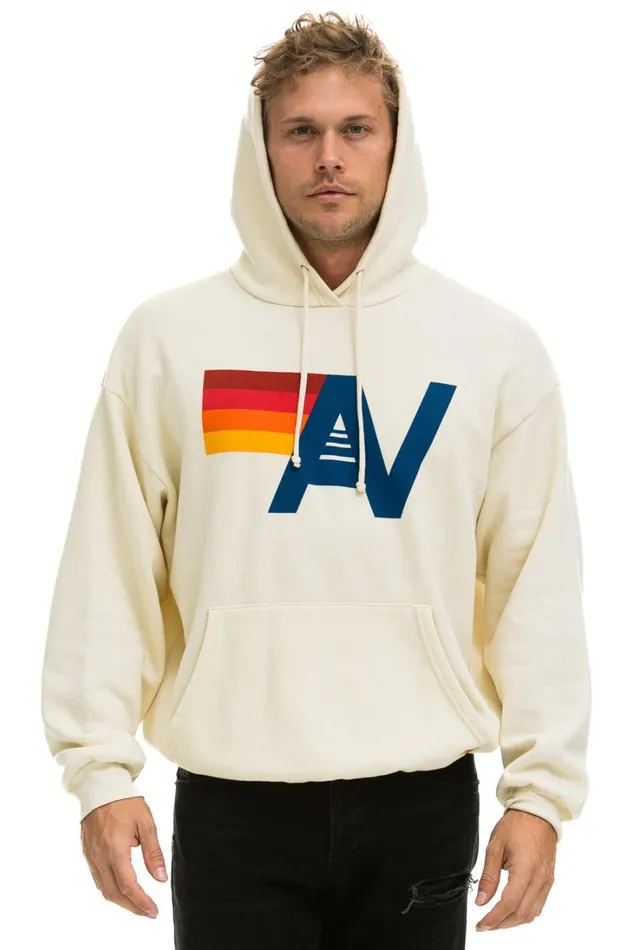 WomenMen Tops Aviator Nation LOGO PULLOVER RELAXED HOODIE 8211 VINTAGE WHITE WomenMen Tops Aviator Nation LOGO PULLOVER RELAXED HOODIE 8211 VINTAGE WHITE