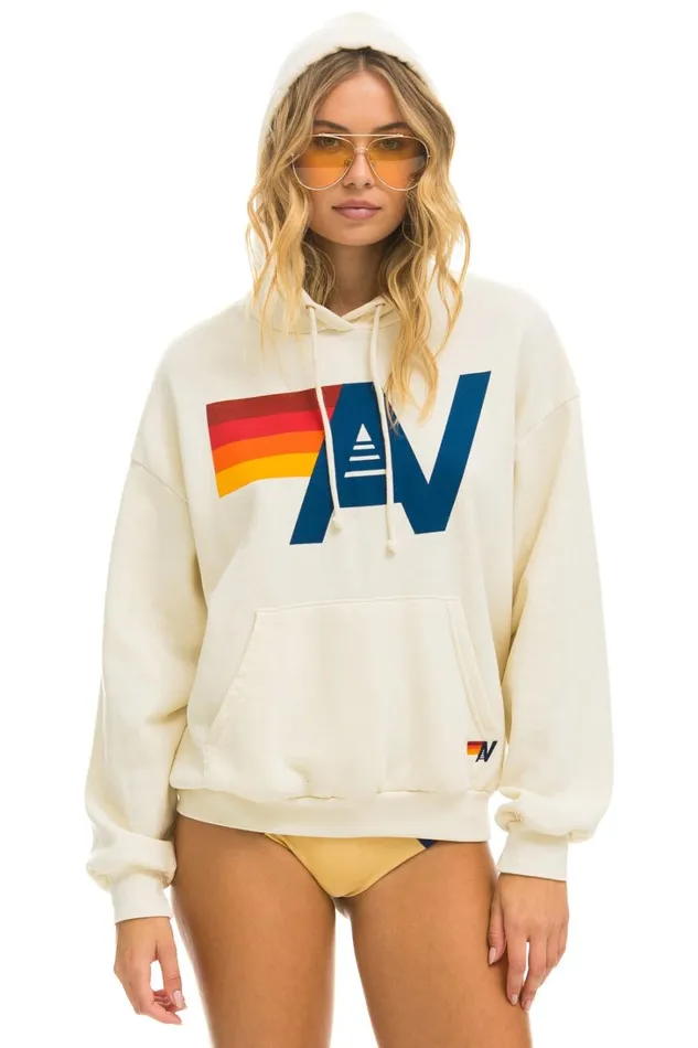 WomenMen Tops Aviator Nation LOGO PULLOVER RELAXED HOODIE 8211 VINTAGE WHITE WomenMen Tops Aviator Nation LOGO PULLOVER RELAXED HOODIE 8211 VINTAGE WHITE