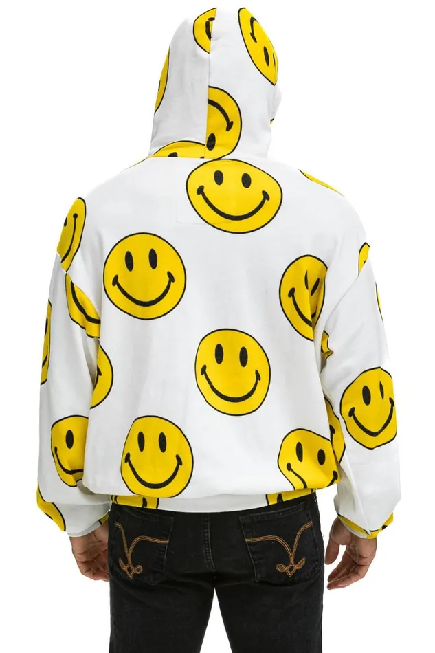 WomenMen Tops Aviator Nation SMILEY REPEAT RELAXED PULLOVER HOODIE 8211 WHITE WomenMen Tops Aviator Nation SMILEY REPEAT RELAXED PULLOVER HOODIE 8211 WHITE