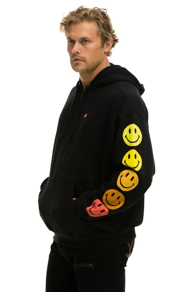 WomenMen Tops Aviator Nation SMILEY SUNSET RELAXED PULLOVER HOODIE 8211 BLACK WomenMen Tops Aviator Nation SMILEY SUNSET RELAXED PULLOVER HOODIE 8211 BLACK