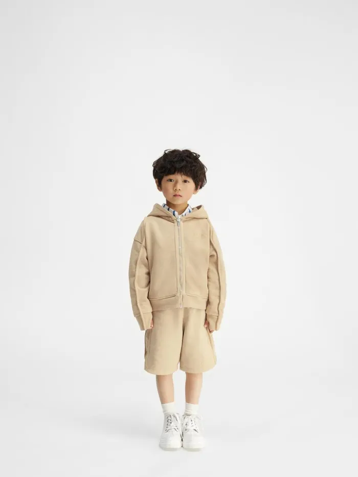WomenMen Tops JACQUEMUS The Camargue Kids039 Zipped Sweatshirt Dark Beige