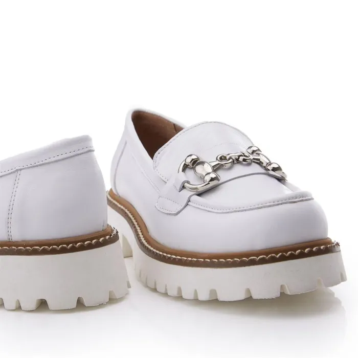 Women Moda In Pelle Brogues And Loafers Bsoleful BKeegan White Leather