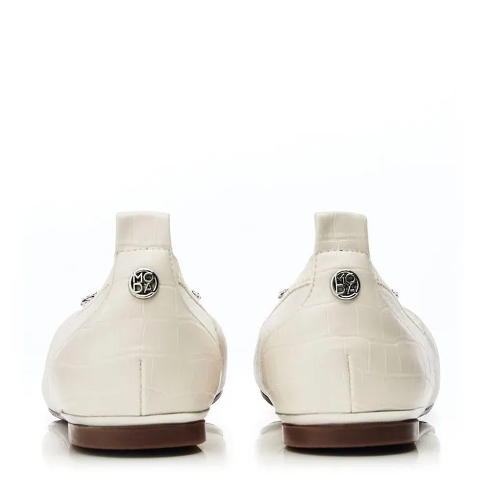 Women Moda In Pelle Flat And Ballerina Shoes Fairy Off White Leather