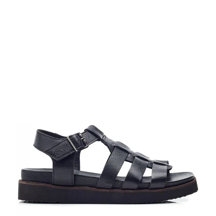 Women Moda In Pelle Flatform Sandals Shoon Sh Shipshape Black Leather