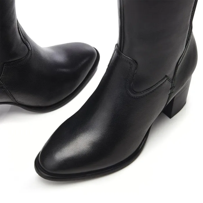 Women Moda In Pelle Knee High Boots Scarletta Black Leather