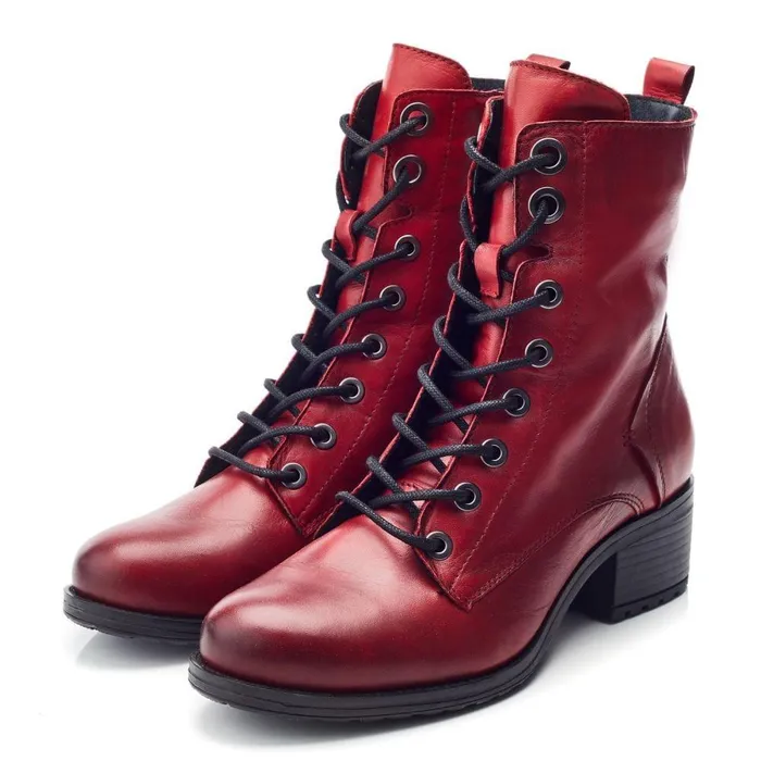 Women Moda In Pelle MidCalf Boots Bezzie Dark Red Leather