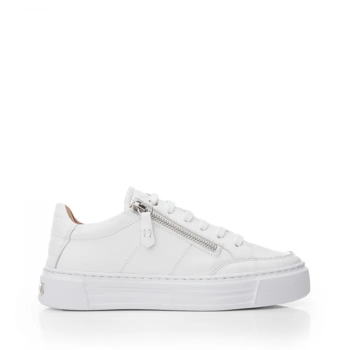 Women Moda In Pelle Platform Trainers Shoon Sh Eltha White Leather