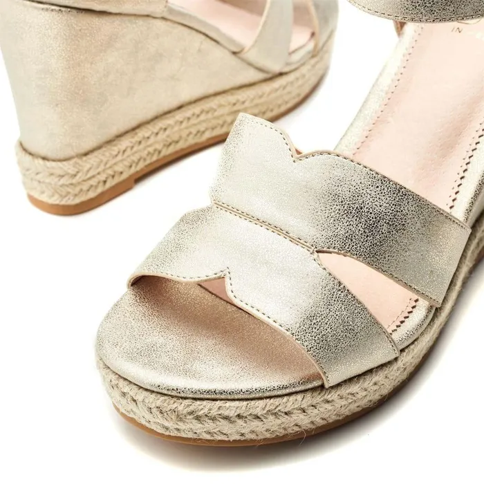 Women Moda In Pelle Wedge Sandals Rikolia Gold Porvair