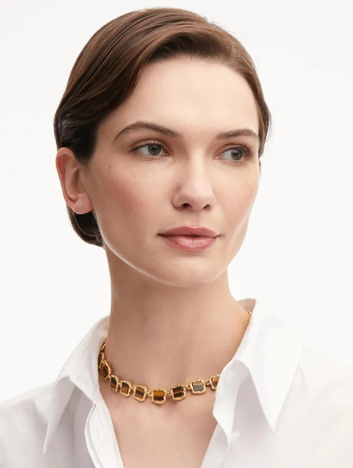 Women Necklaces Oscar De La Renta Square Stone Necklace Tiger Eye Women Necklaces Oscar De La Renta Square Stone Necklace Tiger Eye