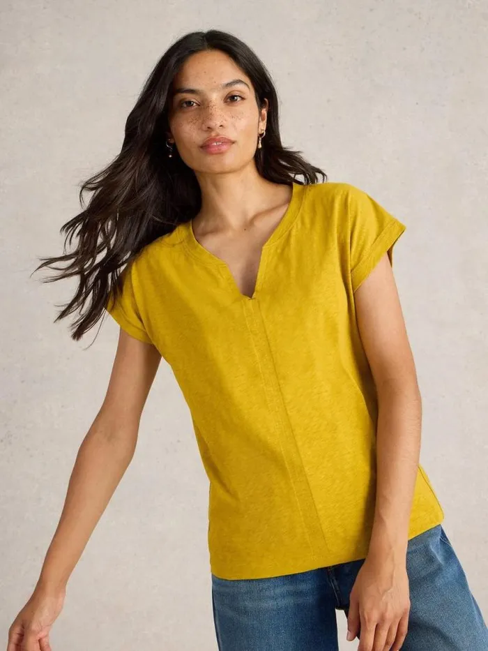 Women NELLY NOTCH NECK TSHIRT Mid Chartreuse White Stuff Tops and Tees