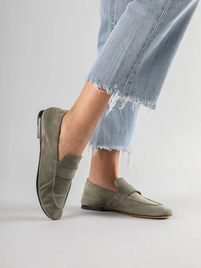 Women Officine Creative Footwear BLAIR 001 Green Suede Loafers Women Officine Creative Footwear BLAIR 001 Green Suede Loafers