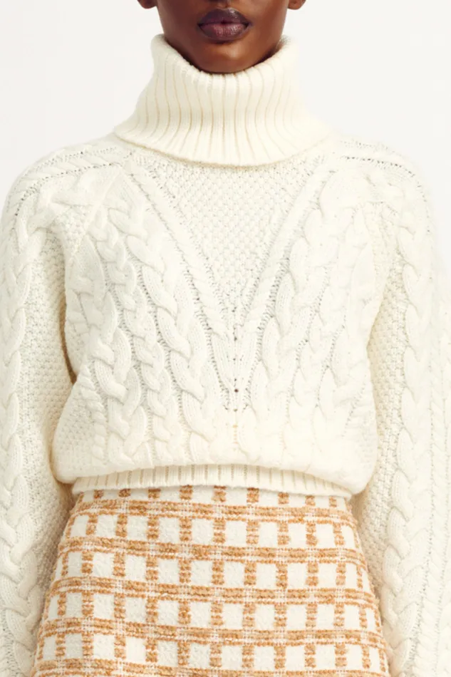 Women Otis Ivory Cashfeel Cable Knit Sweater Knitwear Emilia Wickstead Women Otis Ivory Cashfeel Cable Knit Sweater Knitwear Emilia Wickstead