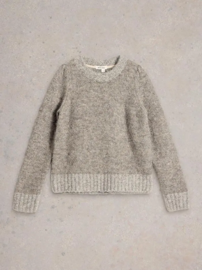 Women PAIGE PUFF SLEEVE JUMPER Mid Grey White Stuff Knitwear