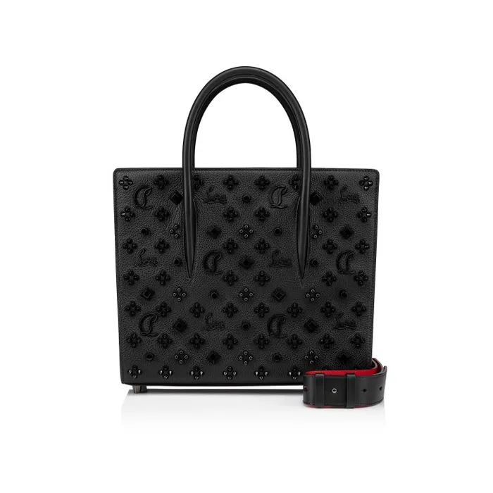Women Paloma Medium Top Handle Bag 8211 Grained Calf Leather And Spikes Loubinthesky 8211 Black Christian Louboutin Top Handles