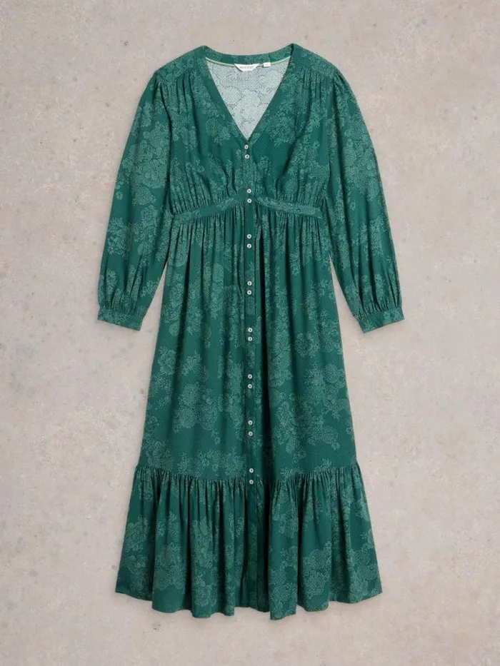 Women Phoebe Midi Dress Teal Print White Stuff Dresses Women Phoebe Midi Dress Teal Print White Stuff Dresses