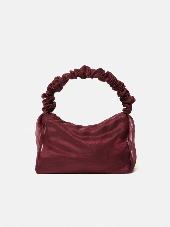 Women Ruched Organza Mini Bag Burgundy Jigsaw Bags