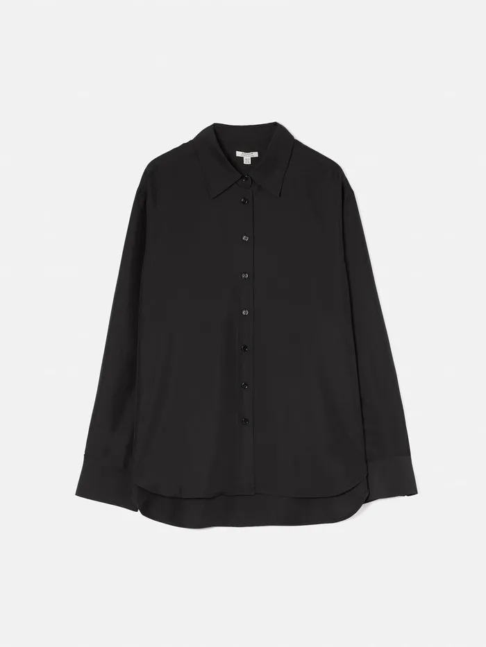 Women Silk Habotai Relaxed Shirt Black Jigsaw Shirts and Tops