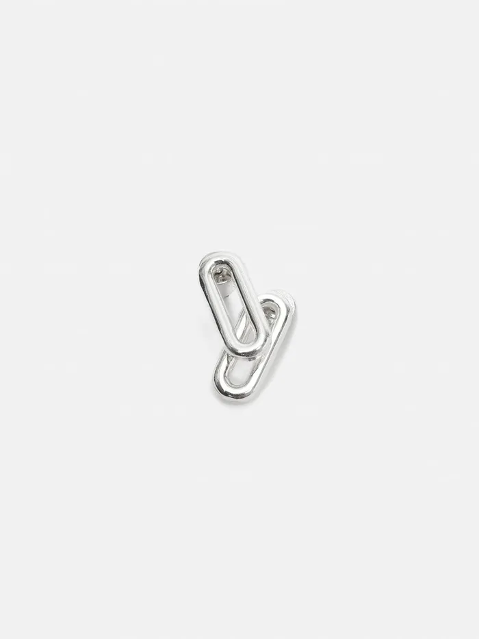 Women Small Link Stud Earrings Silver Jigsaw Party