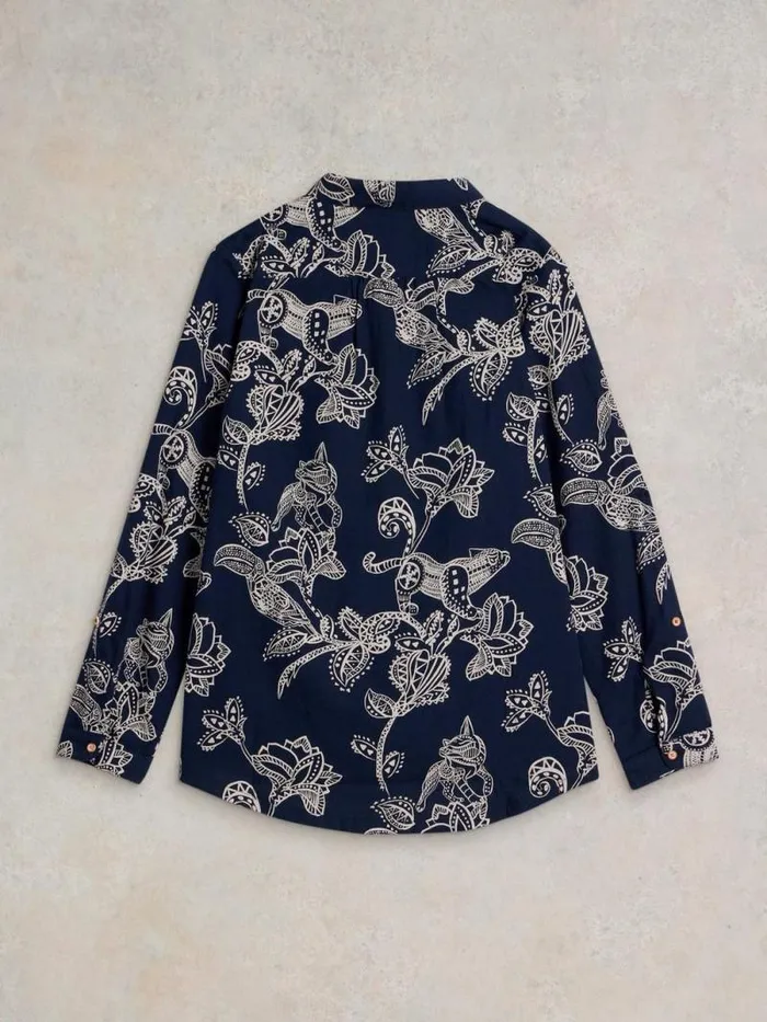 Women Sophie Organic Cotton Shirt Navy Print White Stuff Shirts and Blouses Women Sophie Organic Cotton Shirt Navy Print White Stuff Shirts and Blouses