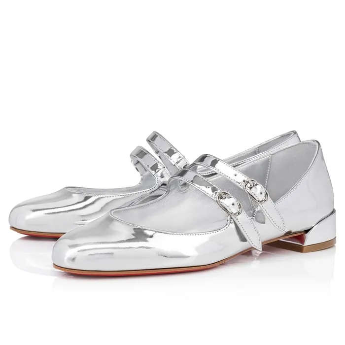 Women Sweet Jane Ballerinas 8211 Specchio Calf Leather 8211 Silver Christian Louboutin Flats and Loafers Women Sweet Jane Ballerinas 8211 Specchio Calf Leather 8211 Silver Christian Louboutin Flats and Loafers