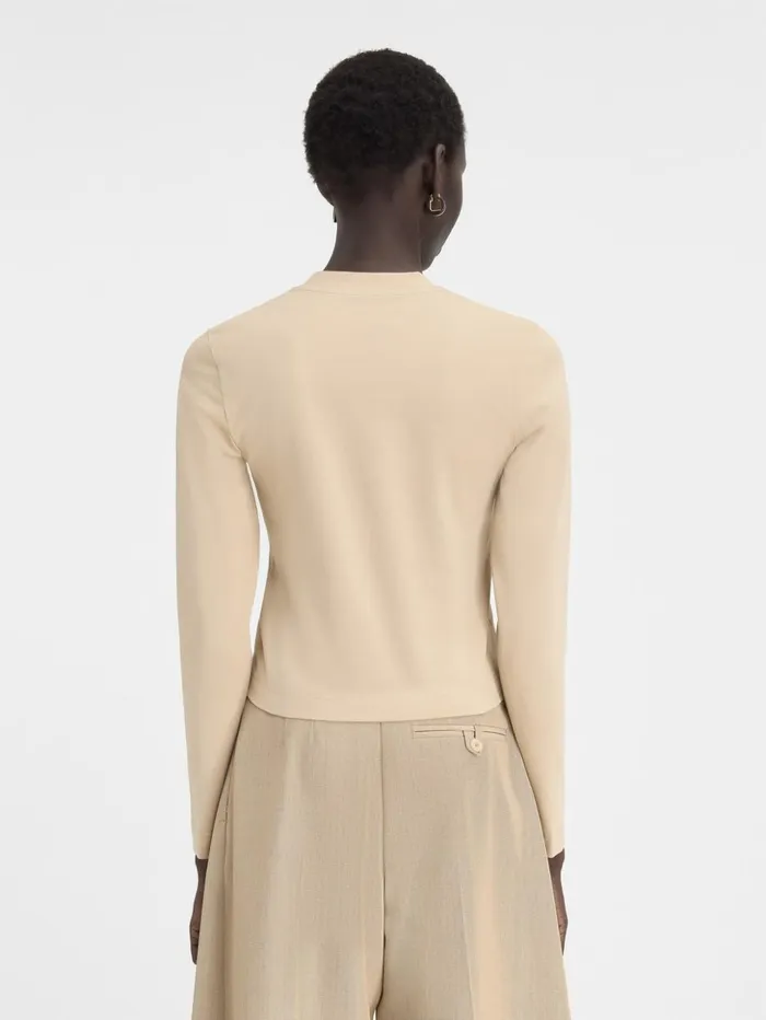 Women Tshirts JACQUEMUS The Gros Grain Longsleeve Tshirt Beige Women Tshirts JACQUEMUS The Gros Grain Longsleeve Tshirt Beige