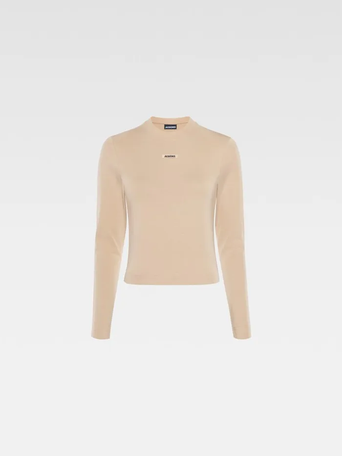 Women Tshirts JACQUEMUS The Gros Grain Longsleeve Tshirt Beige Women Tshirts JACQUEMUS The Gros Grain Longsleeve Tshirt Beige
