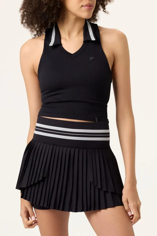 Women Tennis Fila Challenger Seamless Polo Tank 983 Blackgardenia