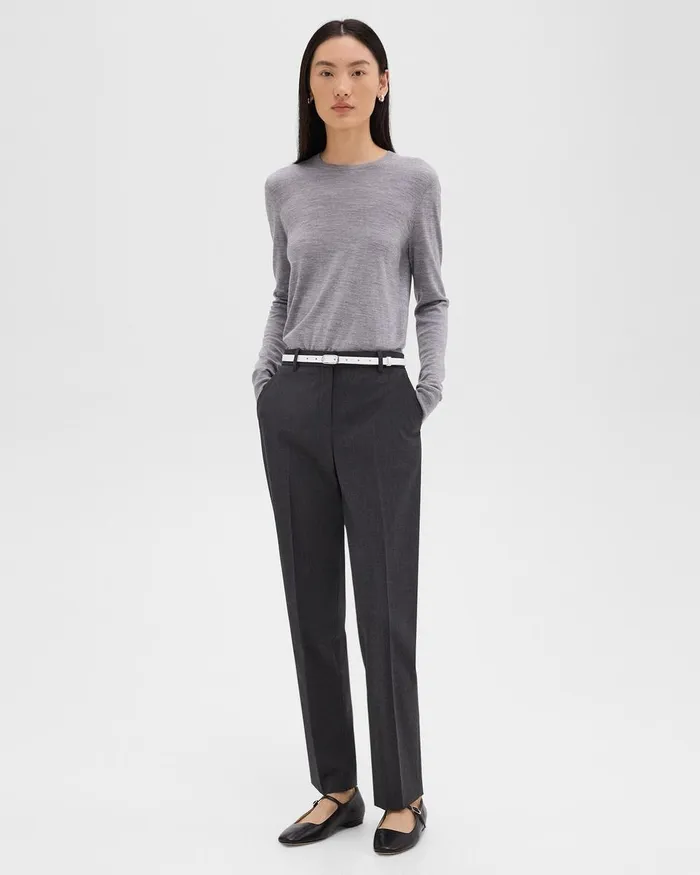 Women Theory Belts Skinny Oblong Belt In Leather White