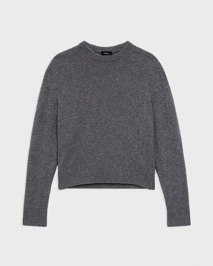 Women Theory Sweaters Cardigans Cropped Sweater In Cashmere Light Charcoal