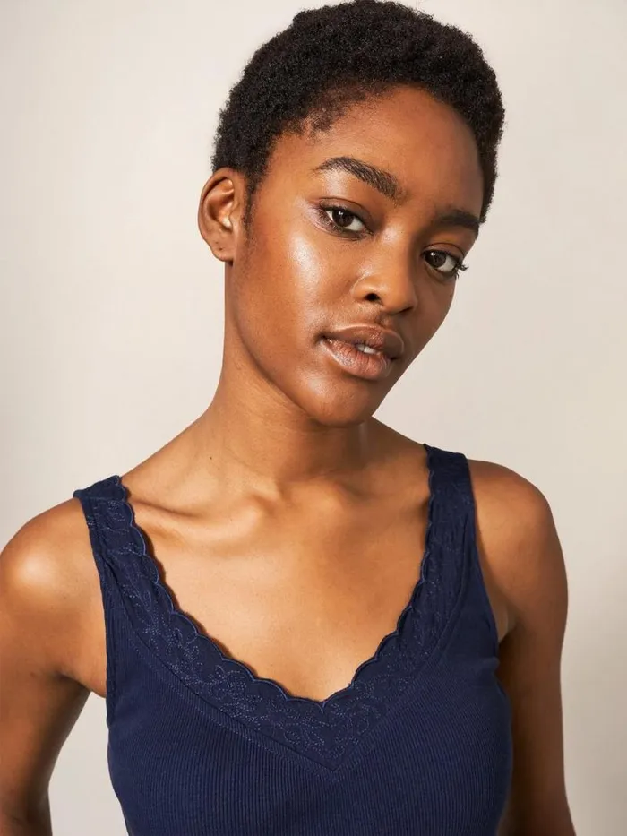 Women V NECK SEABREEZE VEST French Navy White Stuff Tops and Tees Women V NECK SEABREEZE VEST French Navy White Stuff Tops and Tees