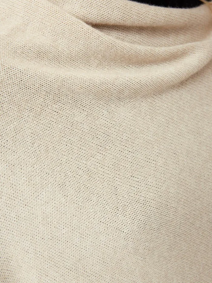 Women Wool Cashmere Blend Border Poncho Cream Jigsaw Ponchos and Scarves